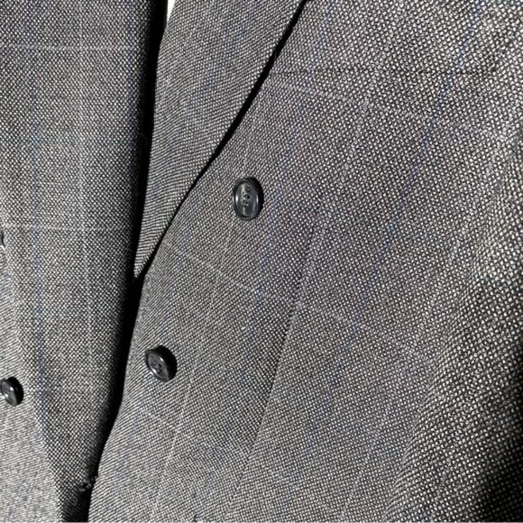 Vintage Steel Dark Grey Double Breasted Virgin Wool Blazer 42R - Picture 11 of 13
